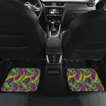 Mardi Gras Palm Leaf Pattern Print Front and Back Car Floor Mats