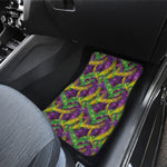 Mardi Gras Palm Leaf Pattern Print Front and Back Car Floor Mats