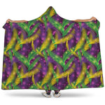 Mardi Gras Palm Leaf Pattern Print Hooded Blanket