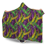 Mardi Gras Palm Leaf Pattern Print Hooded Blanket
