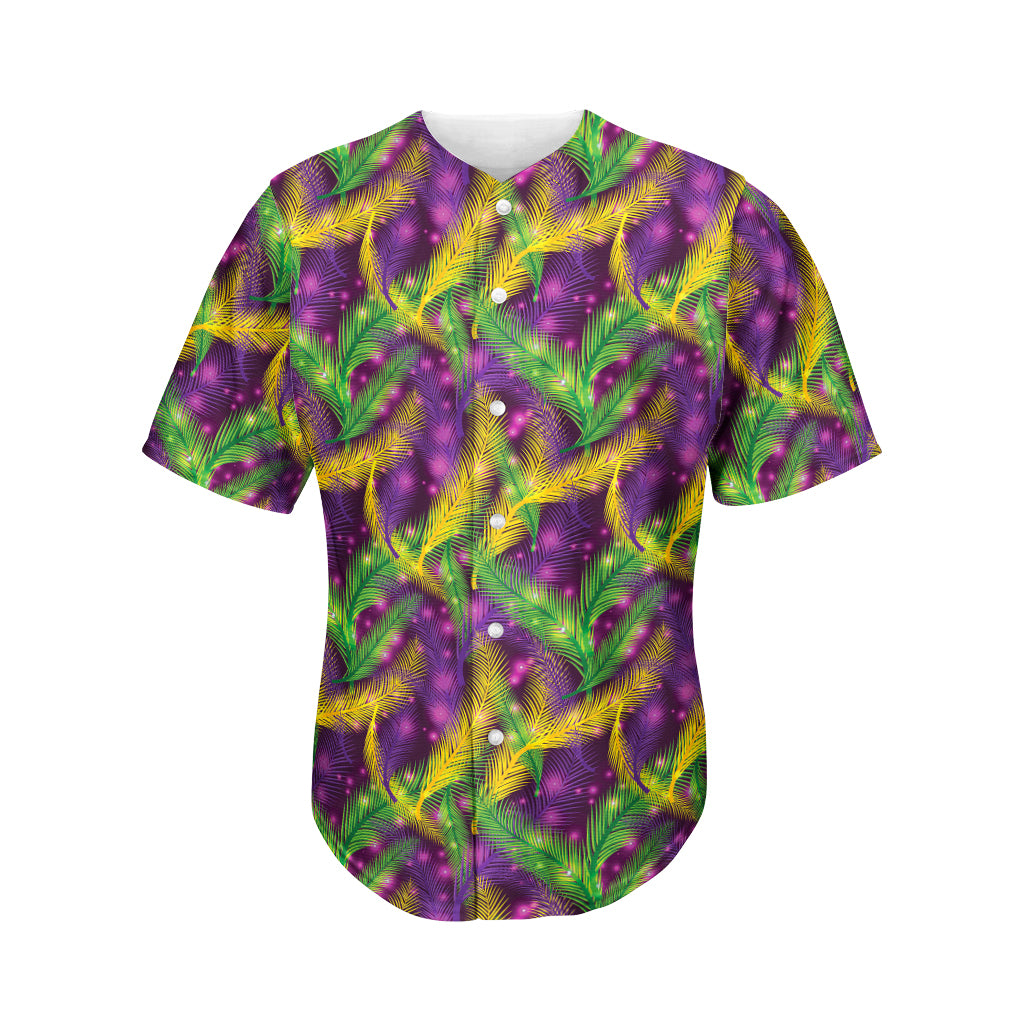 Mardi Gras Palm Leaf Pattern Print Men's Baseball Jersey