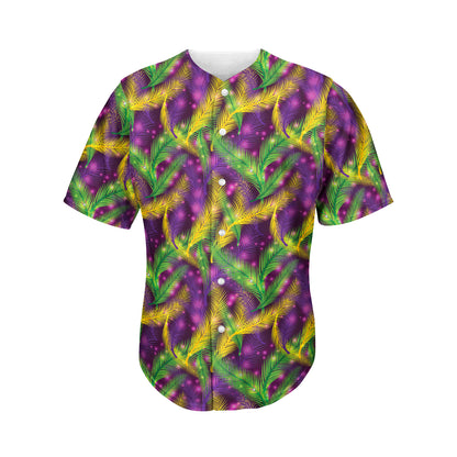 Mardi Gras Palm Leaf Pattern Print Men's Baseball Jersey