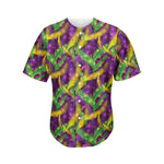 Mardi Gras Palm Leaf Pattern Print Men's Baseball Jersey