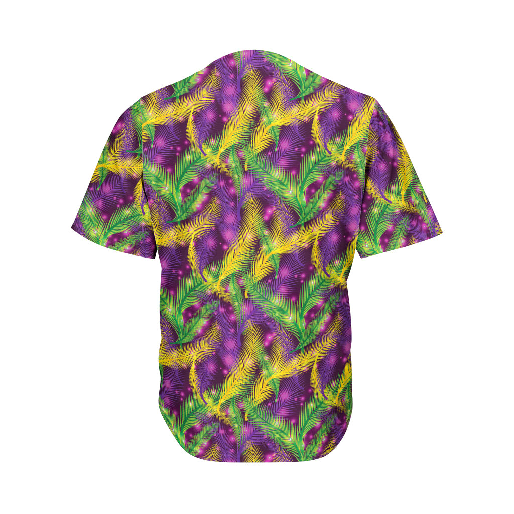 Mardi Gras Palm Leaf Pattern Print Men's Baseball Jersey