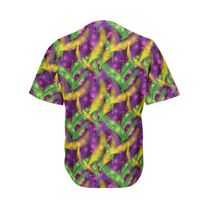 Mardi Gras Palm Leaf Pattern Print Men's Baseball Jersey