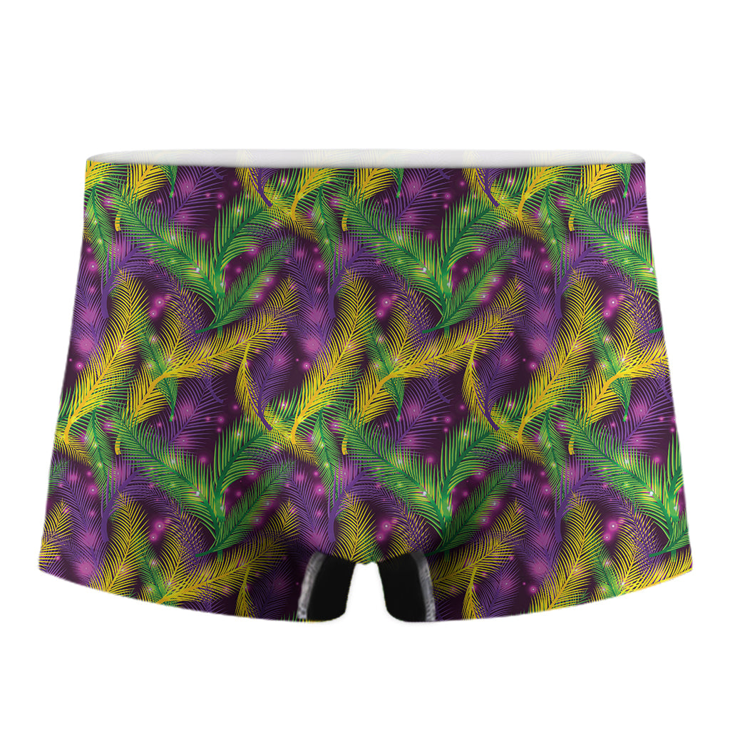 Mardi Gras Palm Leaf Pattern Print Men's Boxer Briefs