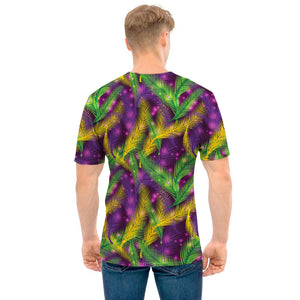 Mardi Gras Palm Leaf Pattern Print Men's T-Shirt