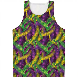 Mardi Gras Palm Leaf Pattern Print Men's Tank Top