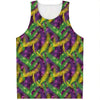 Mardi Gras Palm Leaf Pattern Print Men's Tank Top