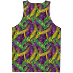 Mardi Gras Palm Leaf Pattern Print Men's Tank Top