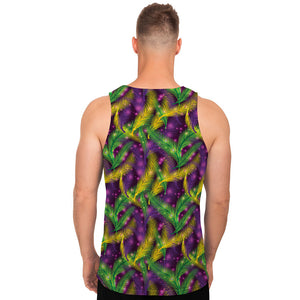 Mardi Gras Palm Leaf Pattern Print Men's Tank Top