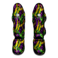 Mardi Gras Palm Leaf Pattern Print Muay Thai Shin Guards
