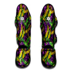 Mardi Gras Palm Leaf Pattern Print Muay Thai Shin Guard