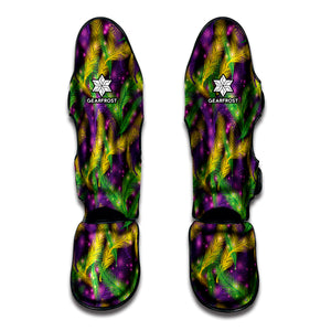 Mardi Gras Palm Leaf Pattern Print Muay Thai Shin Guard