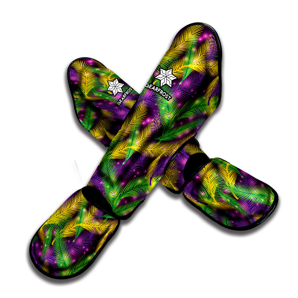 Mardi Gras Palm Leaf Pattern Print Muay Thai Shin Guard