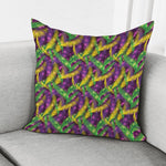 Mardi Gras Palm Leaf Pattern Print Pillow Cover