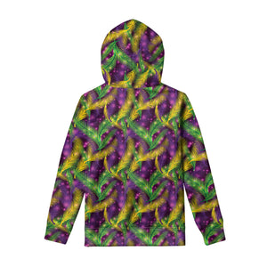 Mardi Gras Palm Leaf Pattern Print Pullover Hoodie