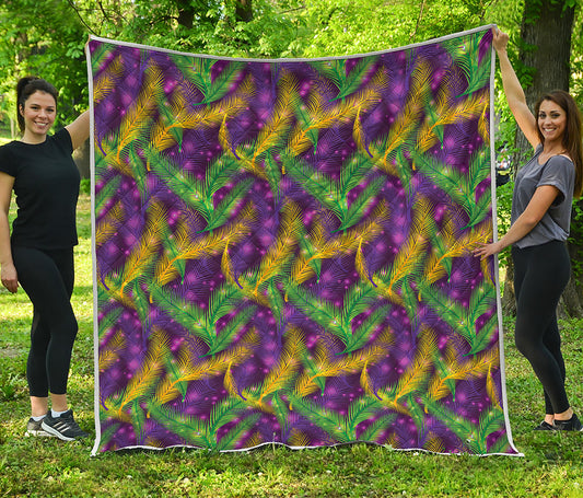Mardi Gras Palm Leaf Pattern Print Quilt