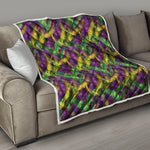 Mardi Gras Palm Leaf Pattern Print Quilt