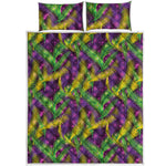 Mardi Gras Palm Leaf Pattern Print Quilt Bed Set