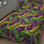 Mardi Gras Palm Leaf Pattern Print Quilt Bed Set