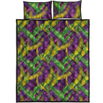Mardi Gras Palm Leaf Pattern Print Quilt Bed Set