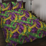 Mardi Gras Palm Leaf Pattern Print Quilt Bed Set