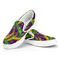 Mardi Gras Palm Leaf Pattern Print White Slip On Sneakers