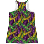 Mardi Gras Palm Leaf Pattern Print Women's Racerback Tank Top