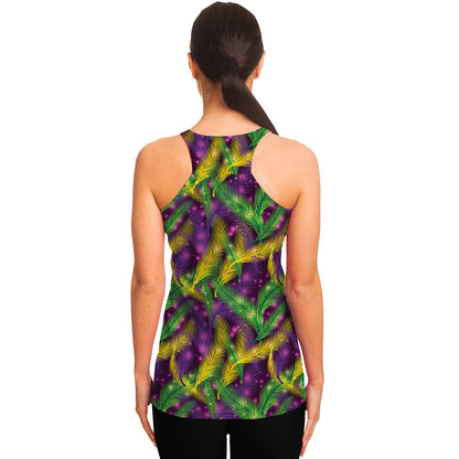 Mardi Gras Palm Leaf Pattern Print Women's Racerback Tank Top