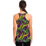 Mardi Gras Palm Leaf Pattern Print Women's Racerback Tank Top