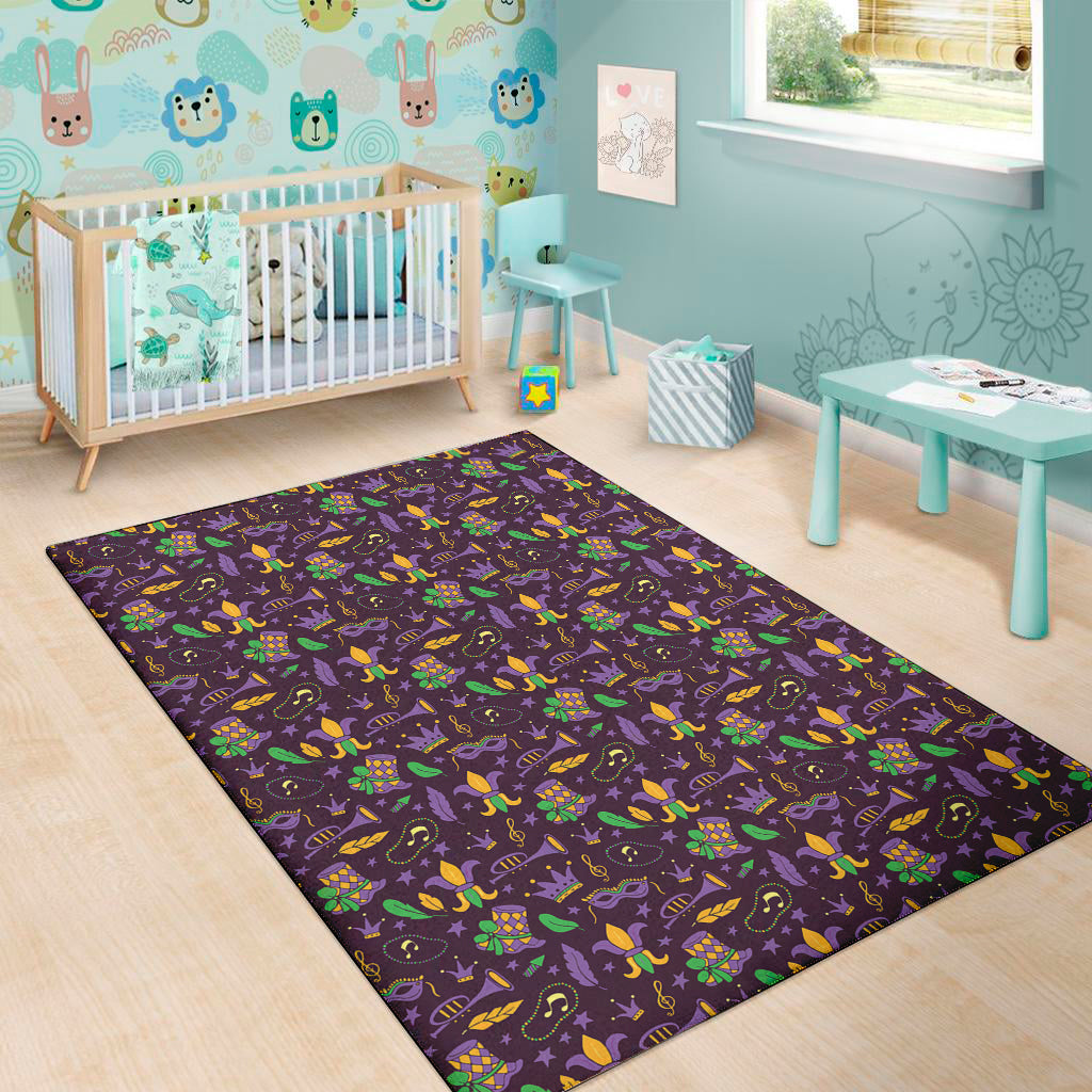 Mardi Gras Party Pattern Print Area Rug