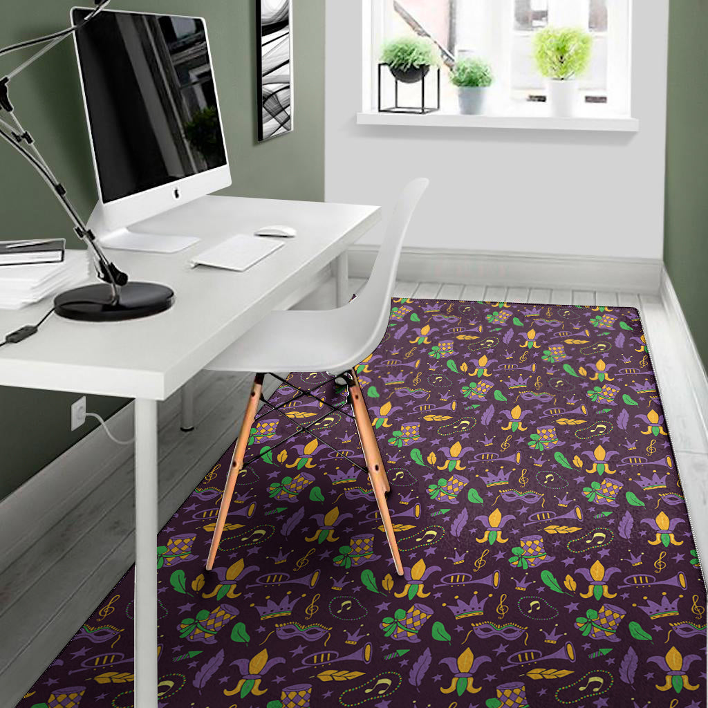 Mardi Gras Party Pattern Print Area Rug