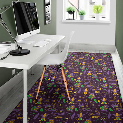 Mardi Gras Party Pattern Print Area Rug