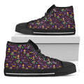 Mardi Gras Party Pattern Print Black High Top Sneakers