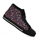 Mardi Gras Party Pattern Print Black High Top Shoes