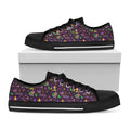 Mardi Gras Party Pattern Print Black Low Top Sneakers