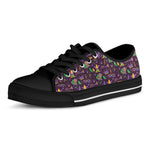Mardi Gras Party Pattern Print Black Low Top Shoes