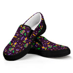 Mardi Gras Party Pattern Print Black Slip On Shoes