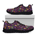 Mardi Gras Party Pattern Print Black Running Shoes