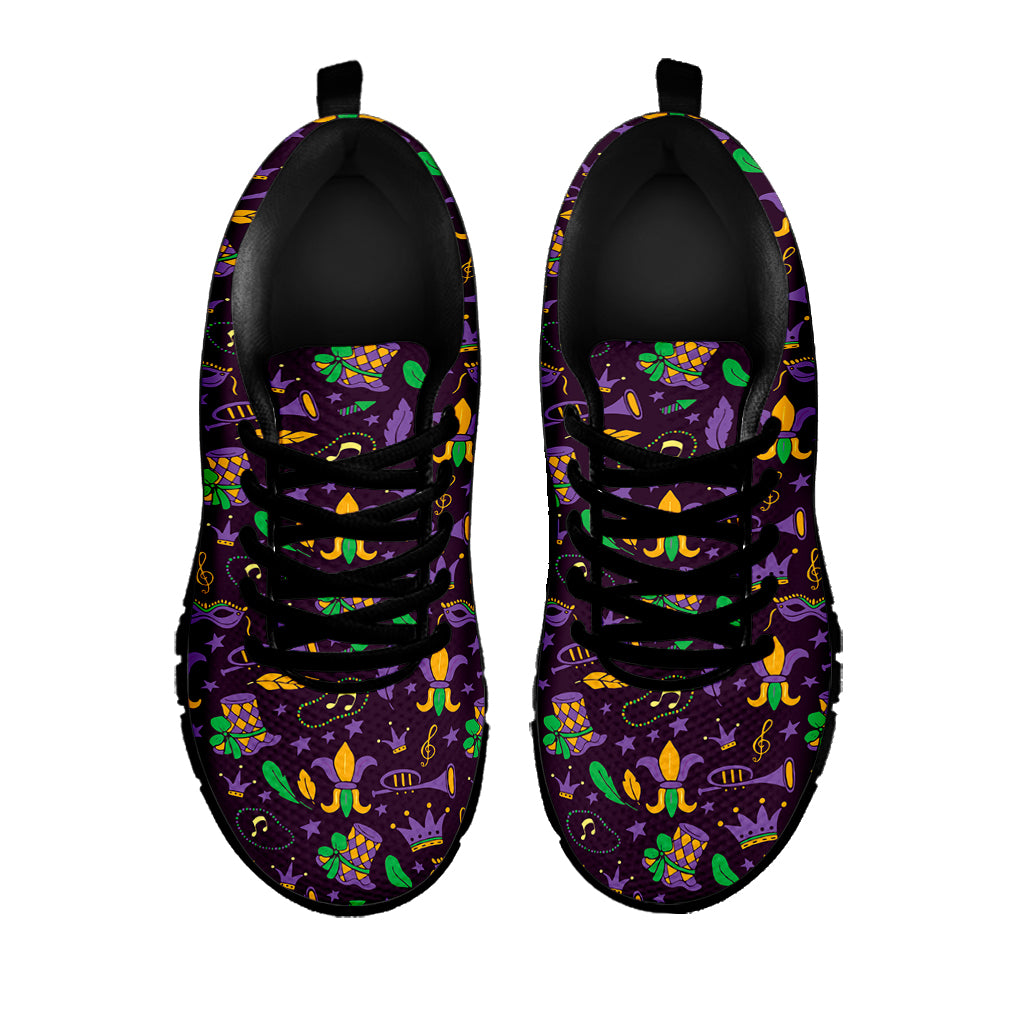 Mardi Gras Party Pattern Print Black Sneakers