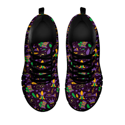 Mardi Gras Party Pattern Print Black Sneakers