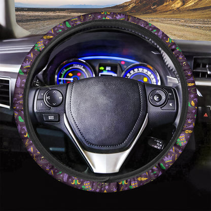 Mardi Gras Party Pattern Print Car Steering Wheel Cover