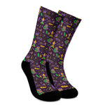 Mardi Gras Party Pattern Print Crew Socks