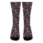 Mardi Gras Party Pattern Print Crew Socks