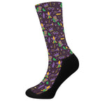Mardi Gras Party Pattern Print Crew Socks