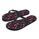 Mardi Gras Party Pattern Print Flip Flops