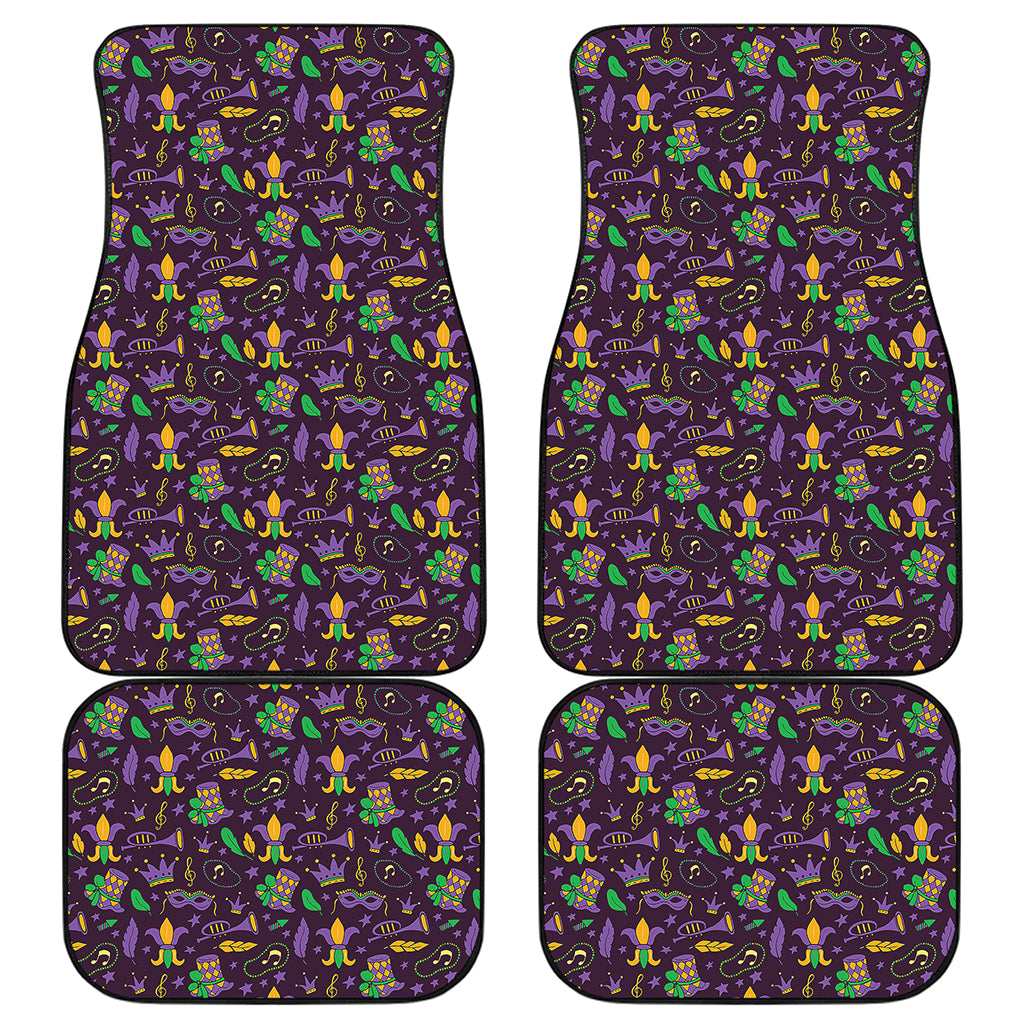 Mardi Gras Party Pattern Print Front and Back Car Floor Mats