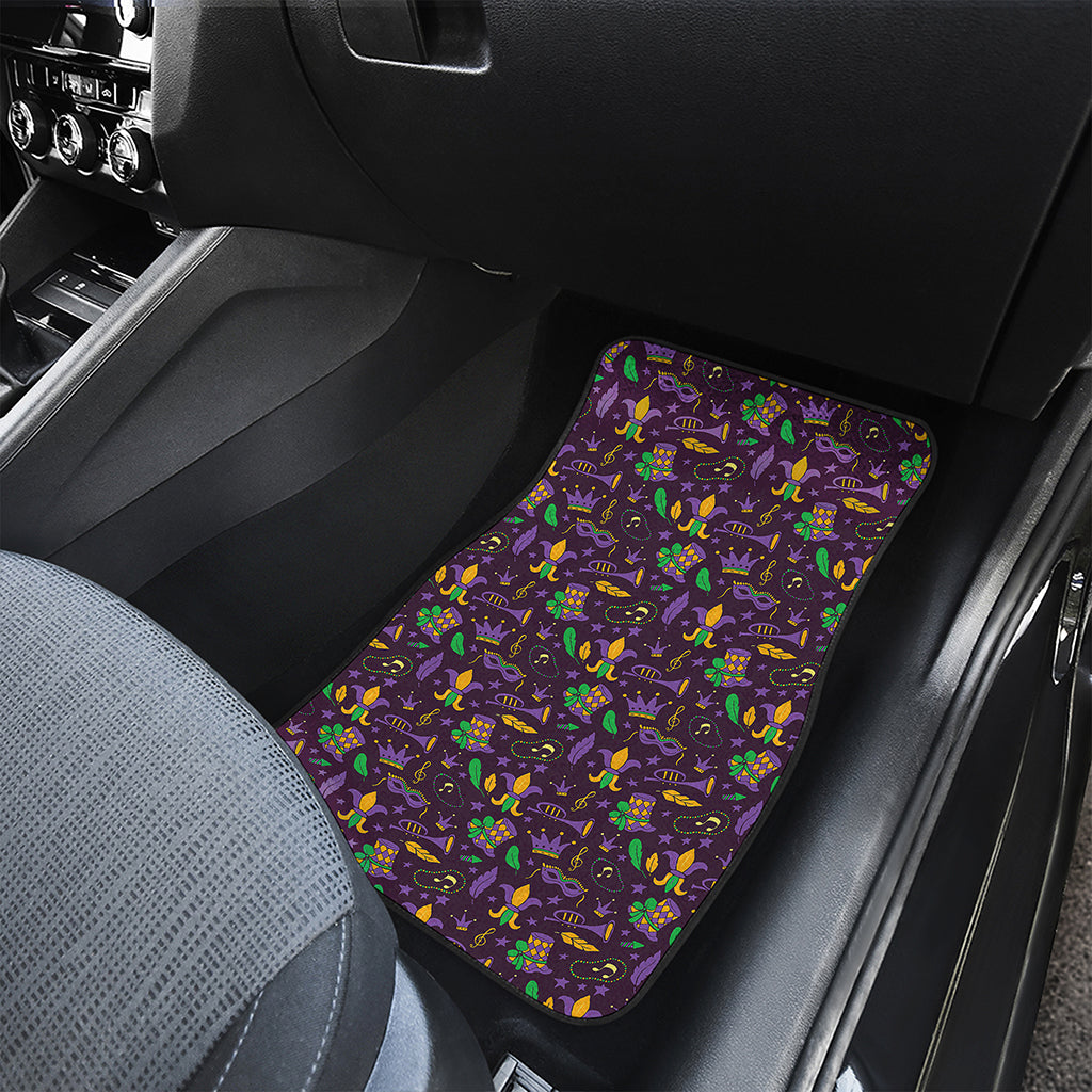 Mardi Gras Party Pattern Print Front and Back Car Floor Mats