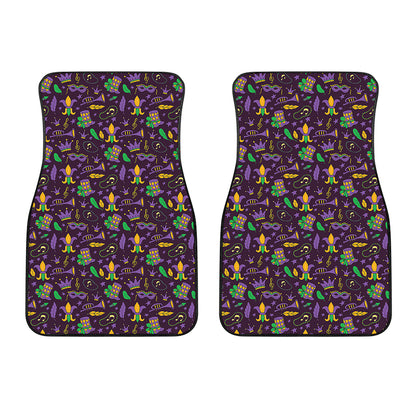 Mardi Gras Party Pattern Print Front Car Floor Mats